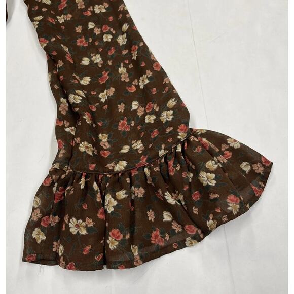 Vintage Guess Blouse Top Women M Brown Floral Y2K Boho Hippie 80s Festival - Picture 7 of 14